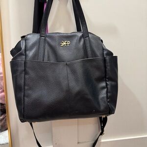 Freshly Picked Classic Carryall Ebony Black Vegan Leather Diaper Bag Purse Strap